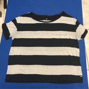 American Eagle Striped Cropped Shirt